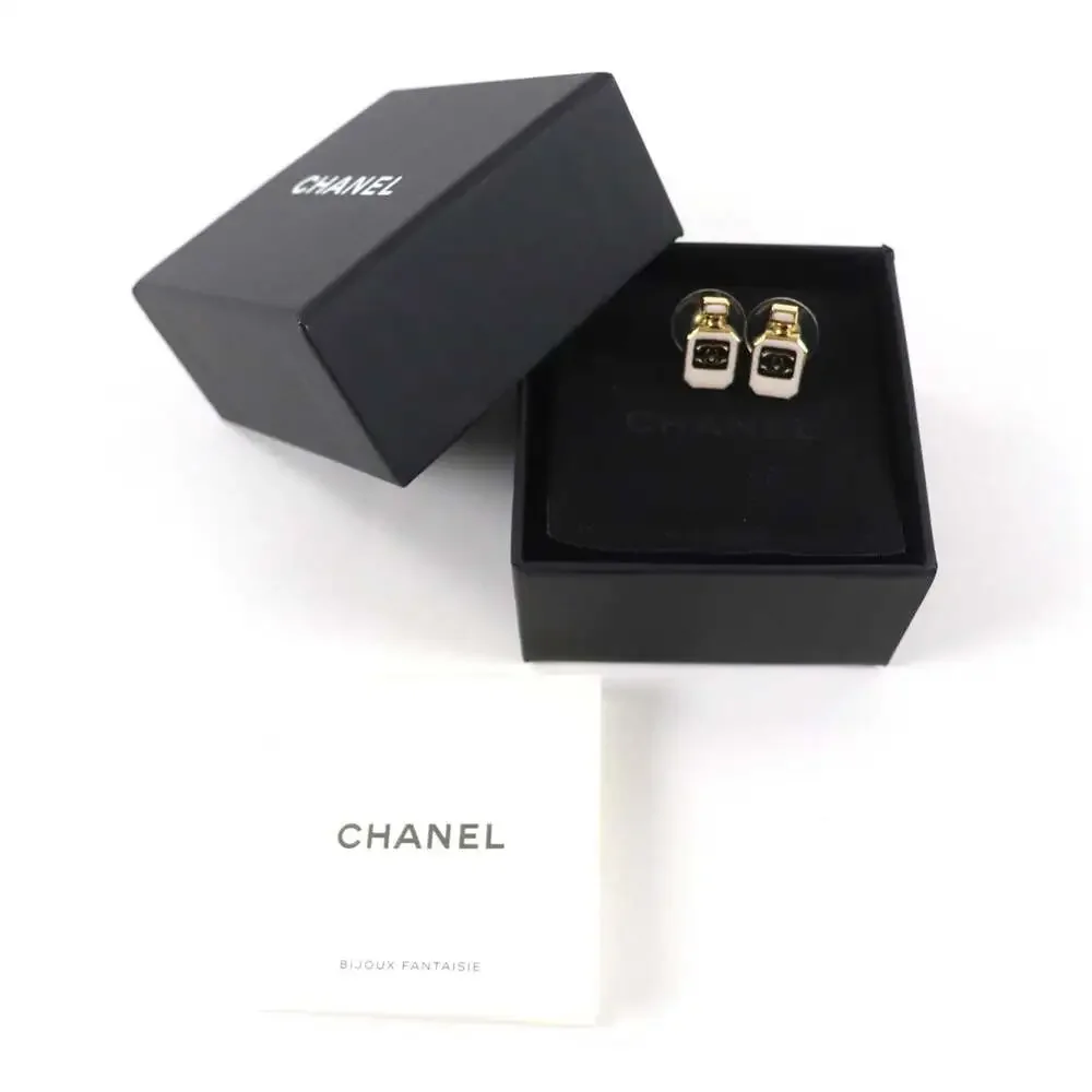 Chanel Cc Logo Earrings Metal Gold-Tone #250124C10B